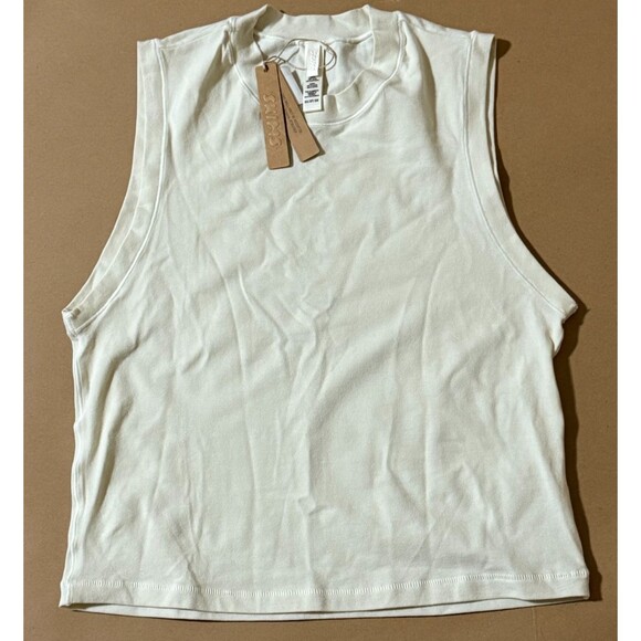 Skims High Neck Tank NWT XXL Cotton Jersey Neutral Bone Stretch Minimalist Layer - Picture 3 of 5